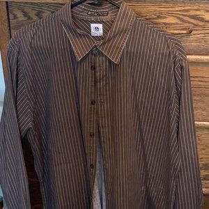 Volcom Brown with blue pinstripes long sleeve XL